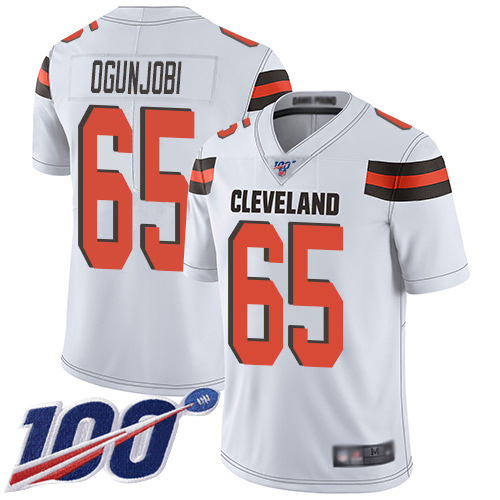 Cleveland Browns Larry Ogunjobi Men White Limited Jersey #65 NFL Football Road 100th Season Vapor Untouchable->women nfl jersey->Women Jersey